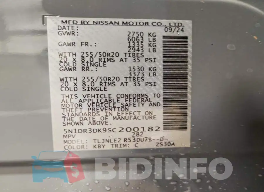 5N1DR3DK9SC200182 Photo# 13