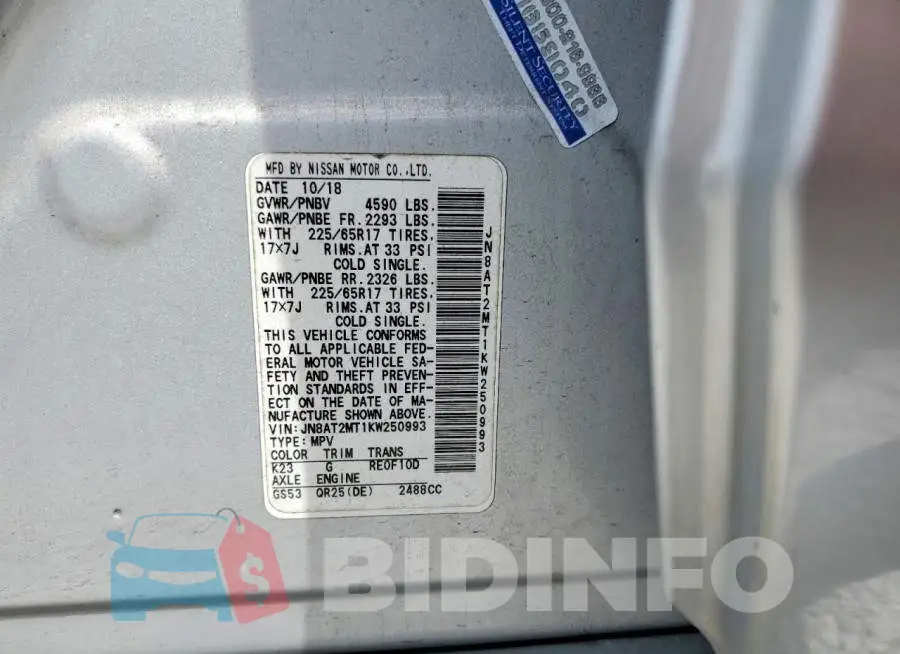 JN8AT2MT1KW250993 Photo# 13