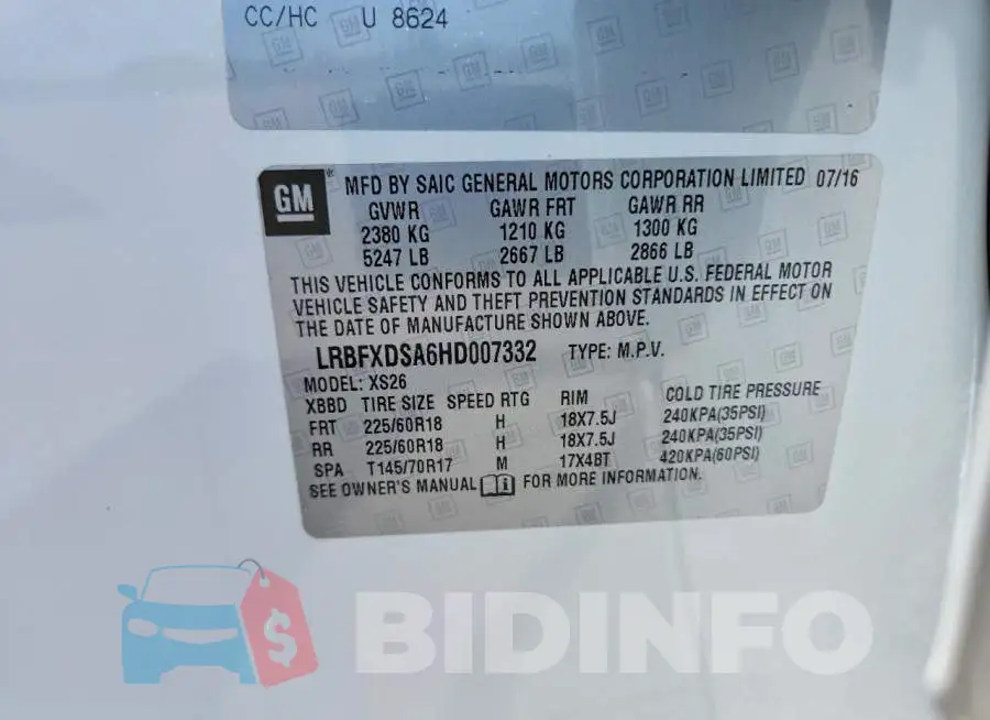 LRBFXDSA6HD007332 Photo# 14