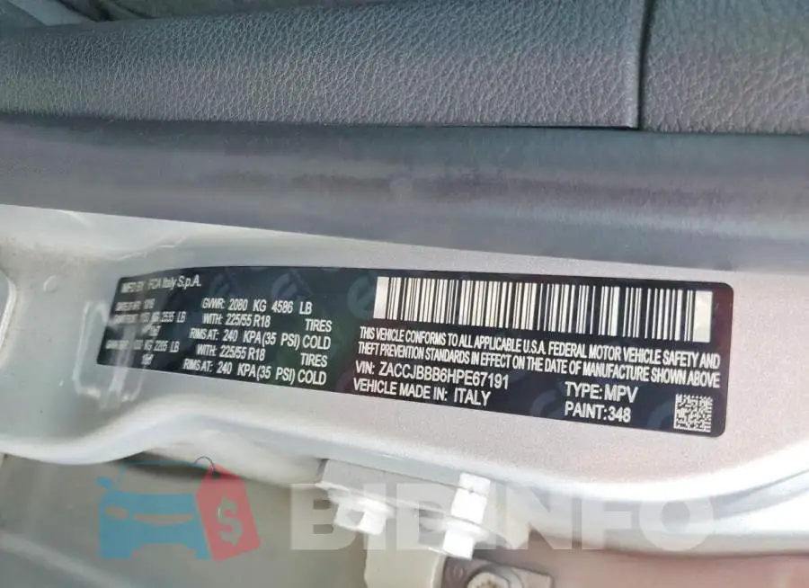 ZACCJBBB6HPE67191 Photo# 13