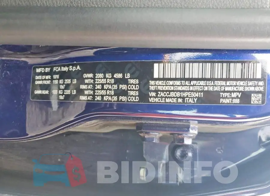 ZACCJBDB1HPE50411 Photo# 12