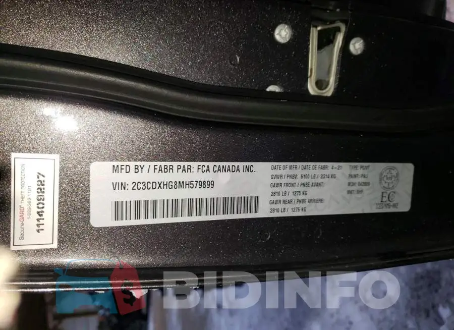 2C3CDXHG8MH579899 Photo# 13