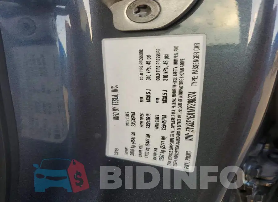 5YJ3E1EA1KF298374 Photo# 12