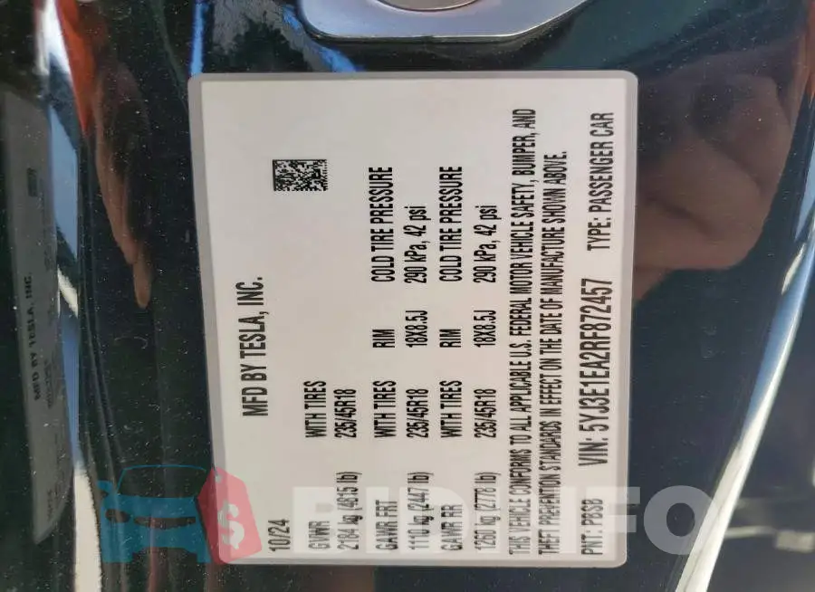 5YJ3E1EA2RF872457 Photo# 12