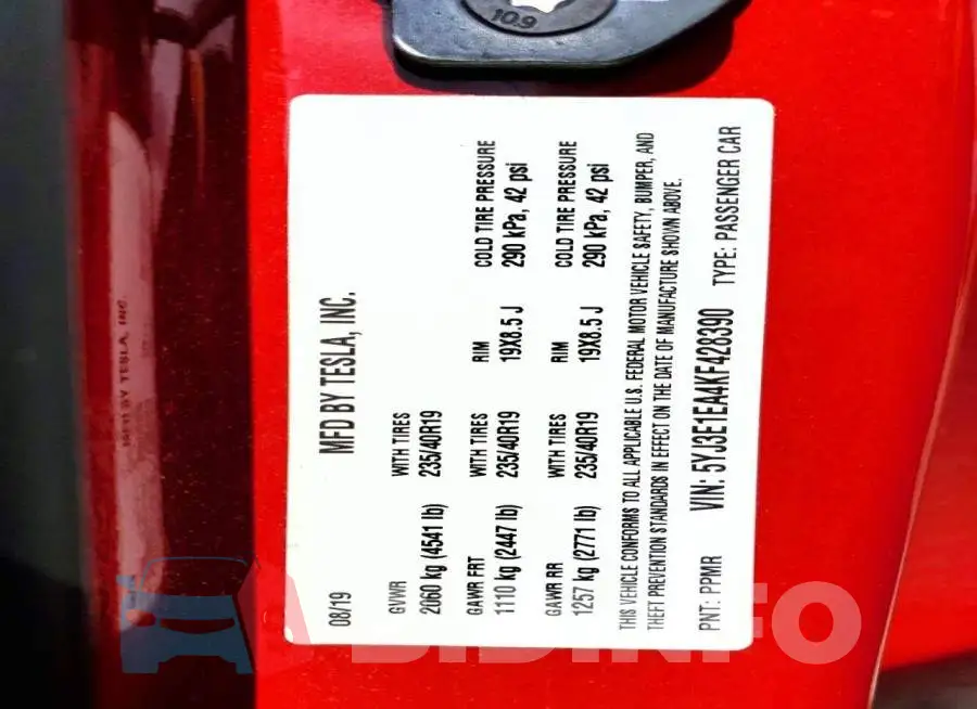 5YJ3E1EA4KF428390 Photo# 12