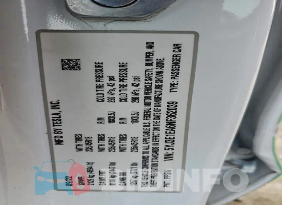 5YJ3E1EA6NF362039 Photo# 12