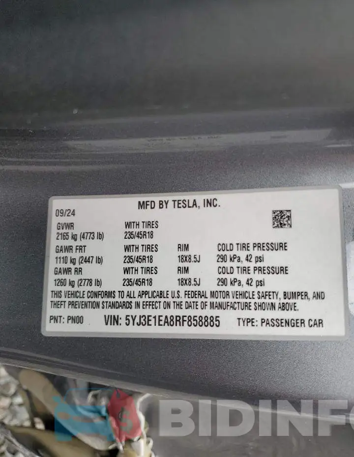 5YJ3E1EA8RF858885 Photo# 13