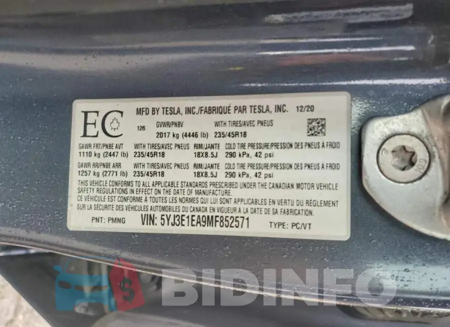 5YJ3E1EA9MF852571 Photo# 13