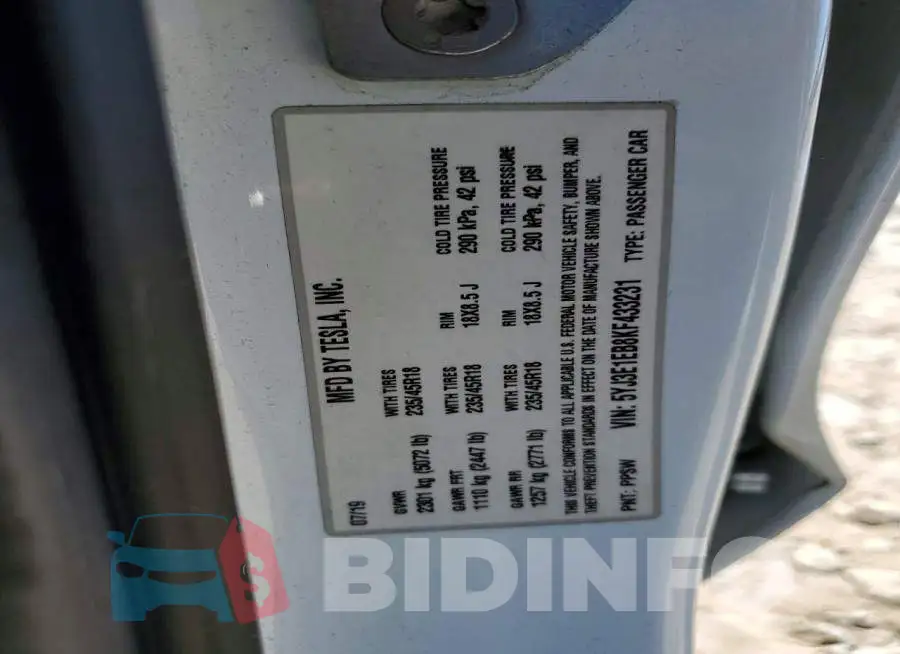 5YJ3E1EB8KF433231 Photo# 12