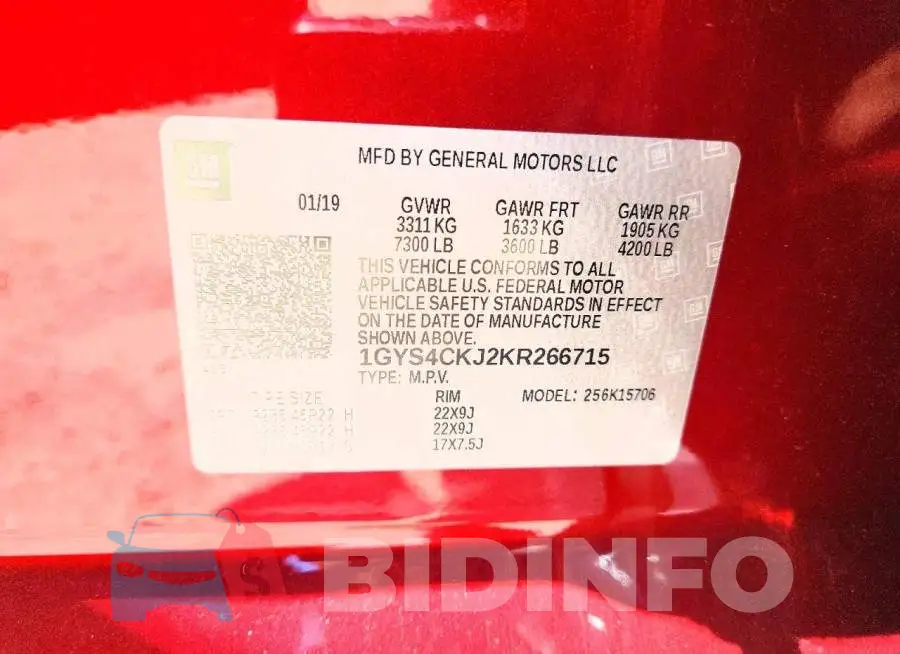 1GYS4CKJ2KR266715 Photo# 14