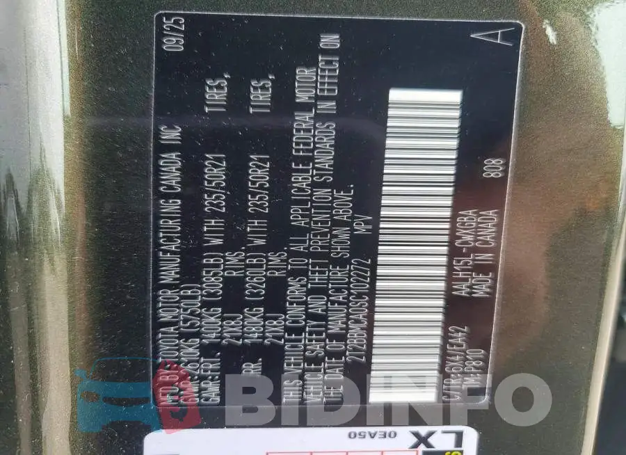 2T2BBMCA0SC102272 Photo# 13