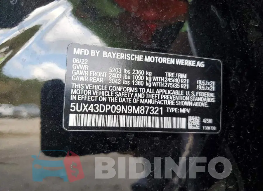 5UX43DP09N9M87321 Photo# 14