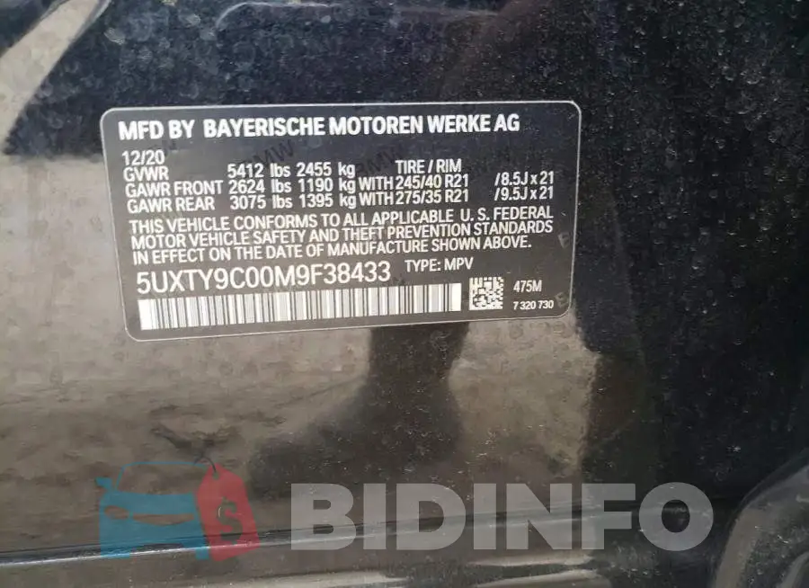 5UXTY9C00M9F38433 Photo# 13