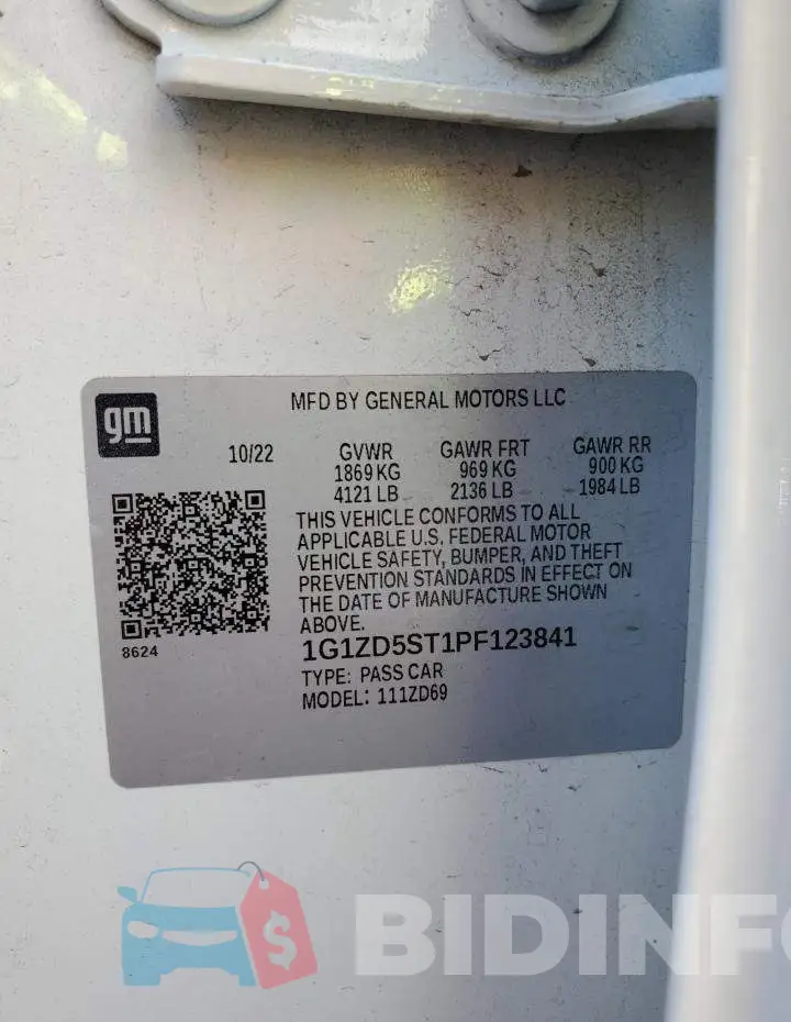 1G1ZD5ST1PF123841 Photo# 12
