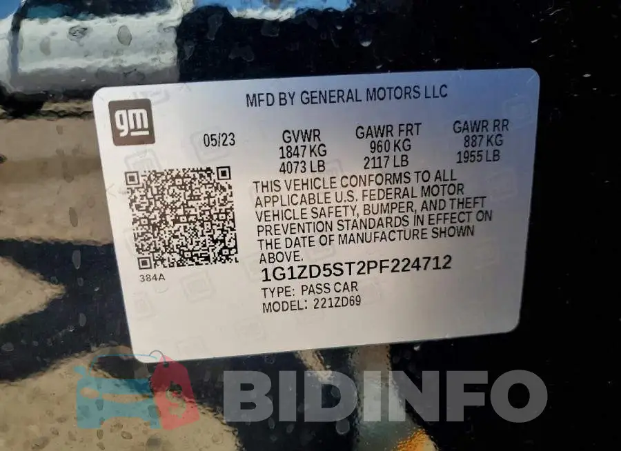 1G1ZD5ST2PF224712 Photo# 12
