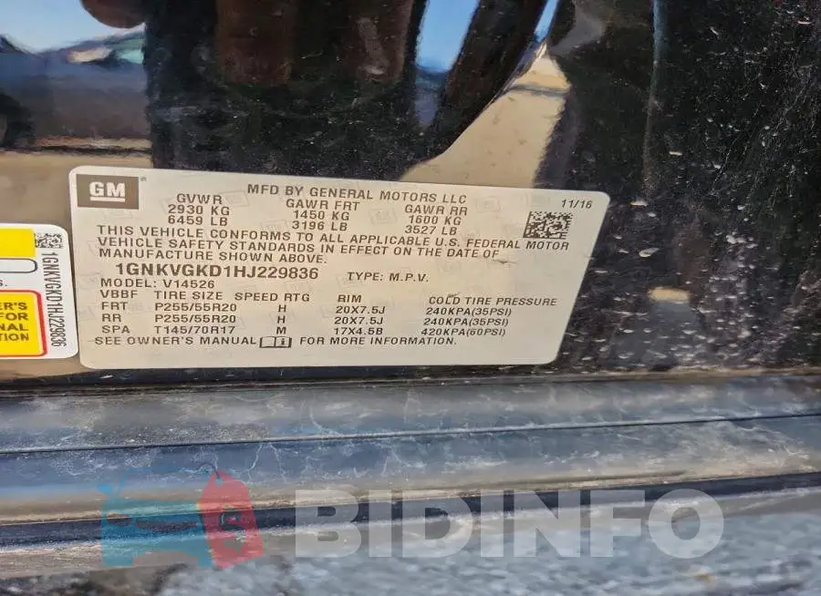 1GNKVGKD1HJ229836 Photo# 13