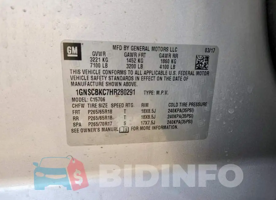 1GNSCBKC7HR280291 Photo# 12