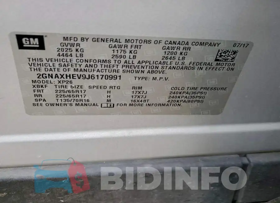 2GNAXHEV9J6170991 Photo# 13