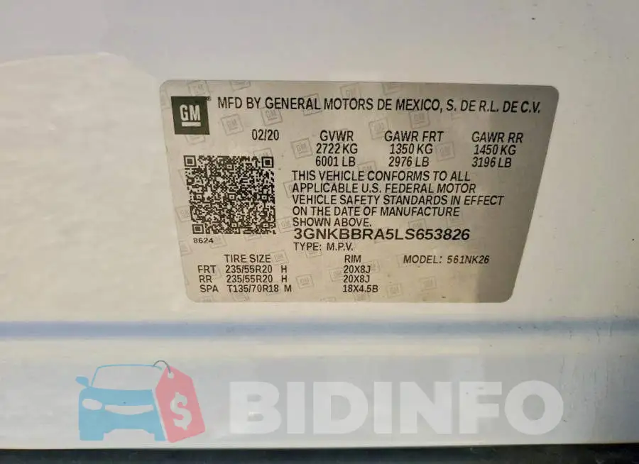 3GNKBBRA5LS653826 Photo# 14