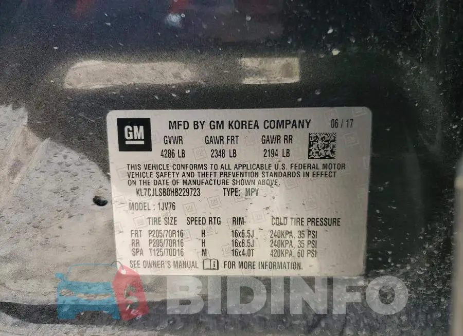 KL7CJLSB0HB229723 Photo# 13