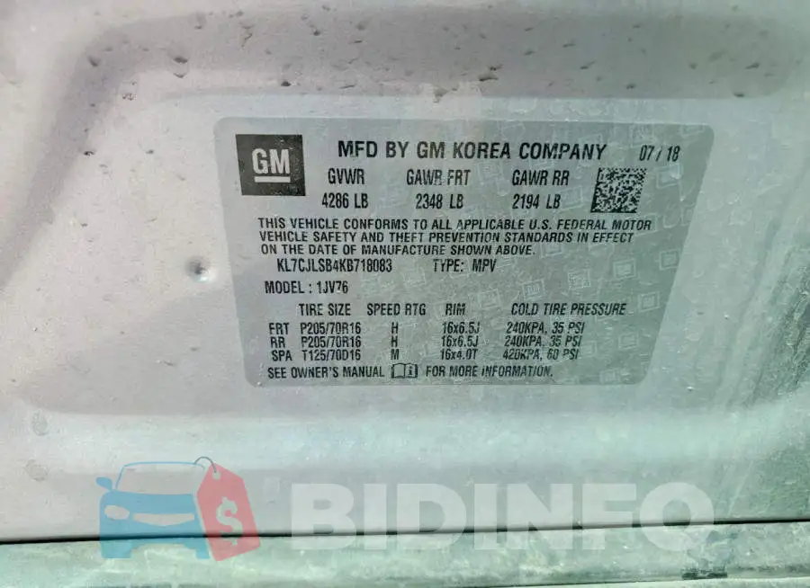 KL7CJLSB4KB718083 Photo# 13