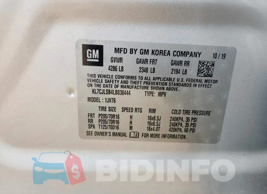 KL7CJLSB4LB038444 Photo# 13