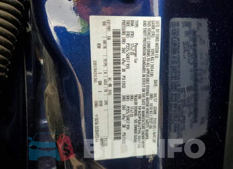1FADP5AU7HL108739 Photo# 13