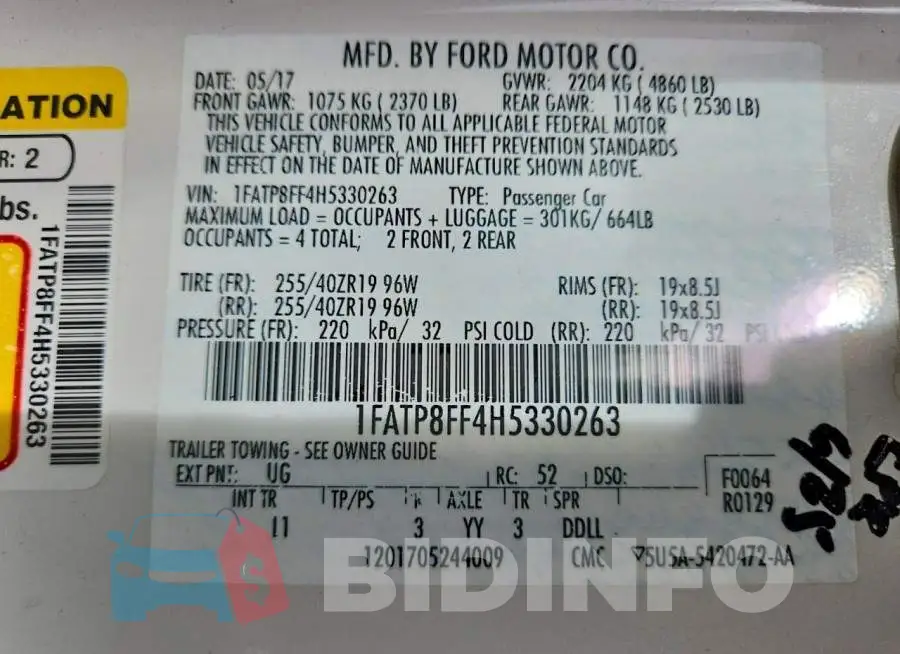 1FATP8FF4H5330263 Photo# 12