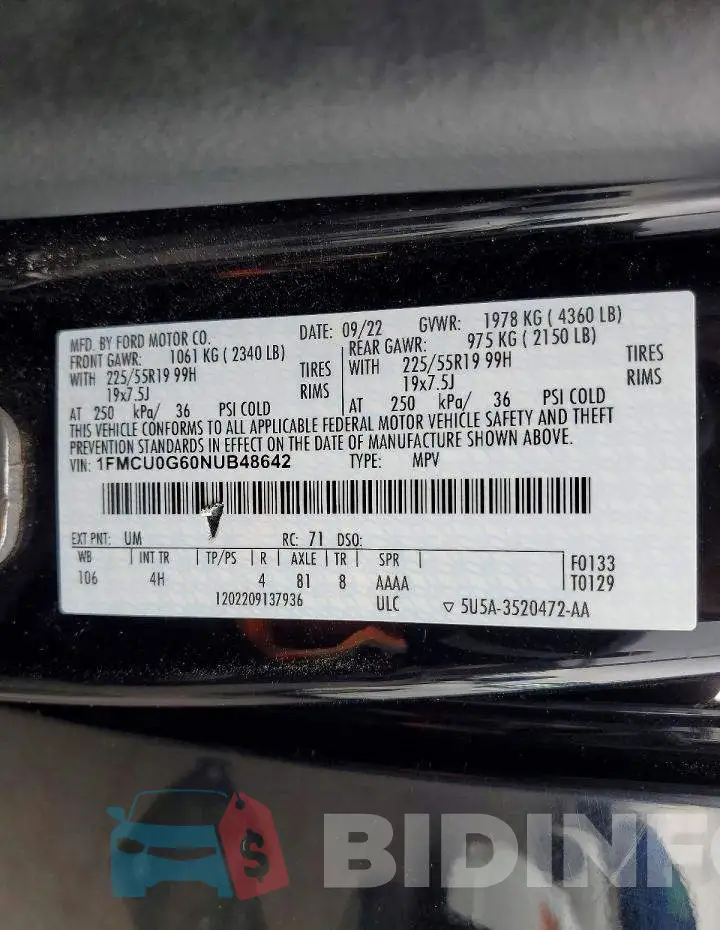 1FMCU0G60NUB48642 Photo# 14