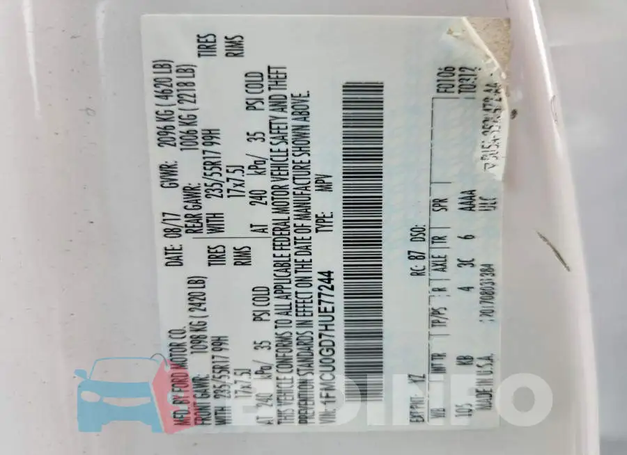 1FMCU0GD7HUE77244 Photo# 14