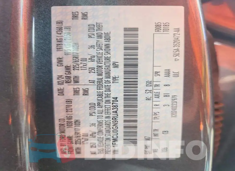 1FMCU0GN9RUA38704 Photo# 13