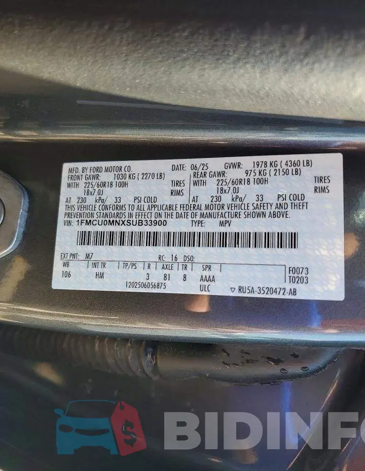 1FMCU0MNXSUB33900 Photo# 13