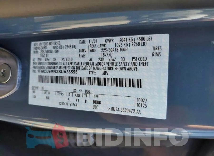 1FMCU9MNXSUA36555 Photo# 13
