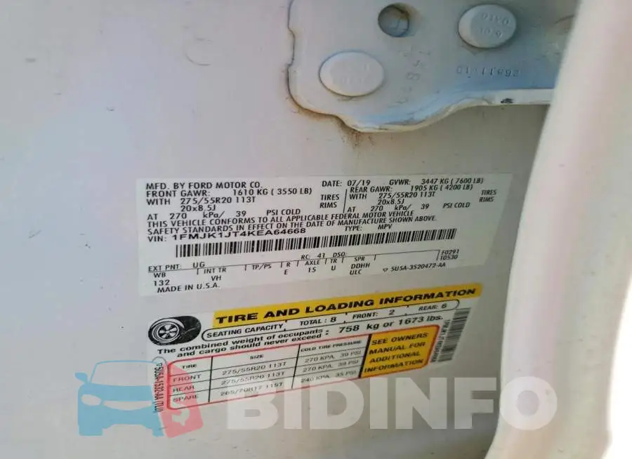 1FMJK1JT4KEA64668 Photo# 13