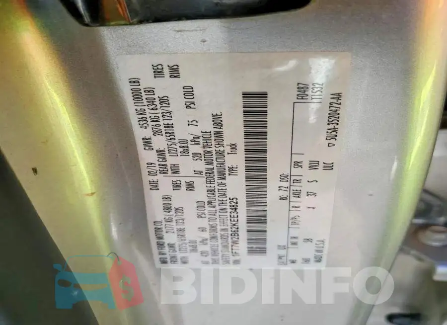 1FT7W2B62KEE34825 Photo# 12