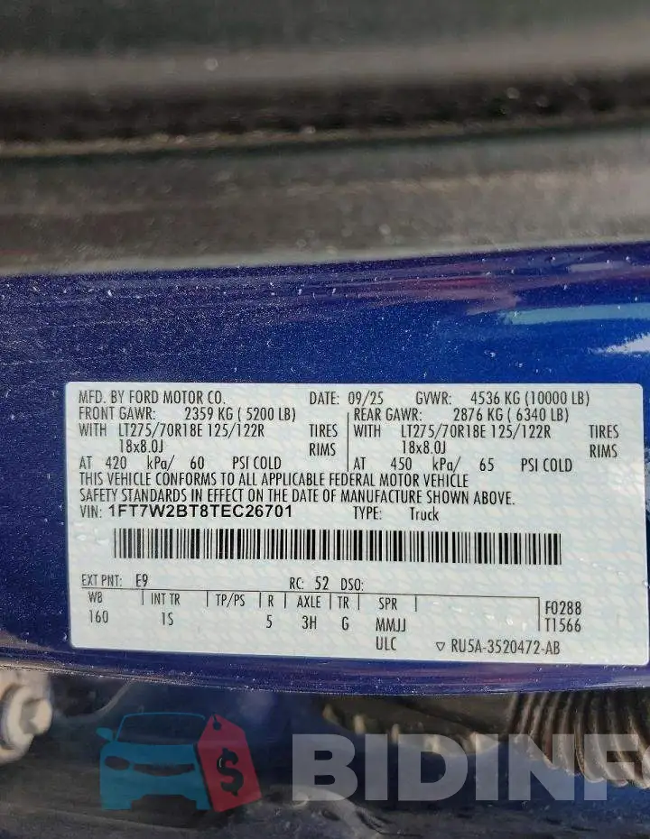 1FT7W2BT8TEC26701 Photo# 12