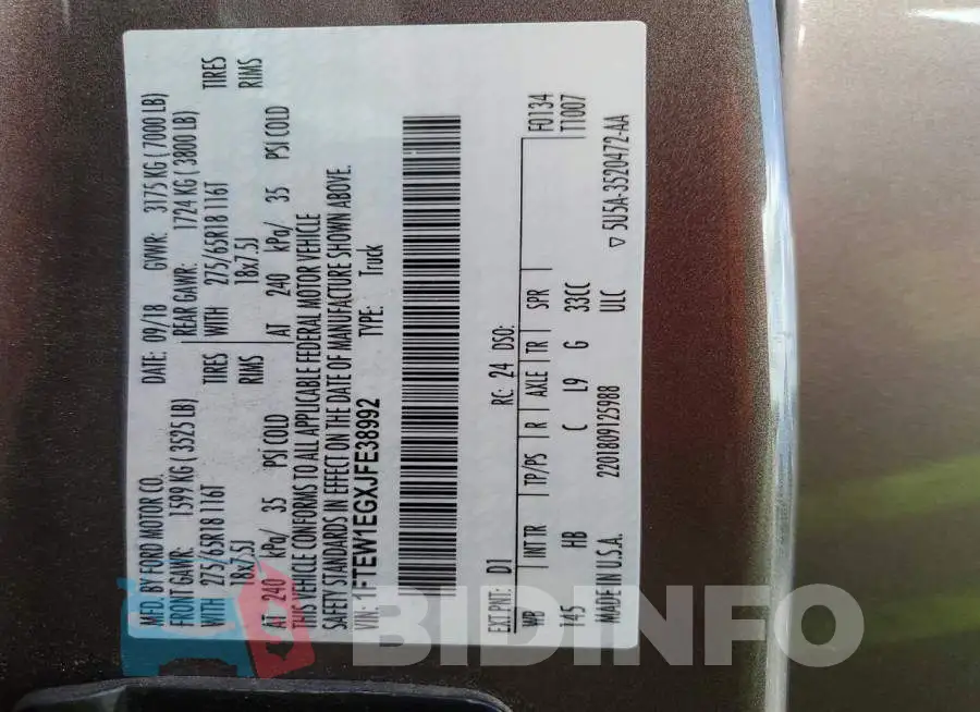1FTEW1EGXJFE38992 Photo# 12