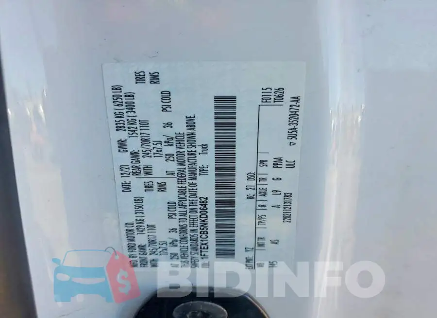 1FTEX1CB5NKD06482 Photo# 12