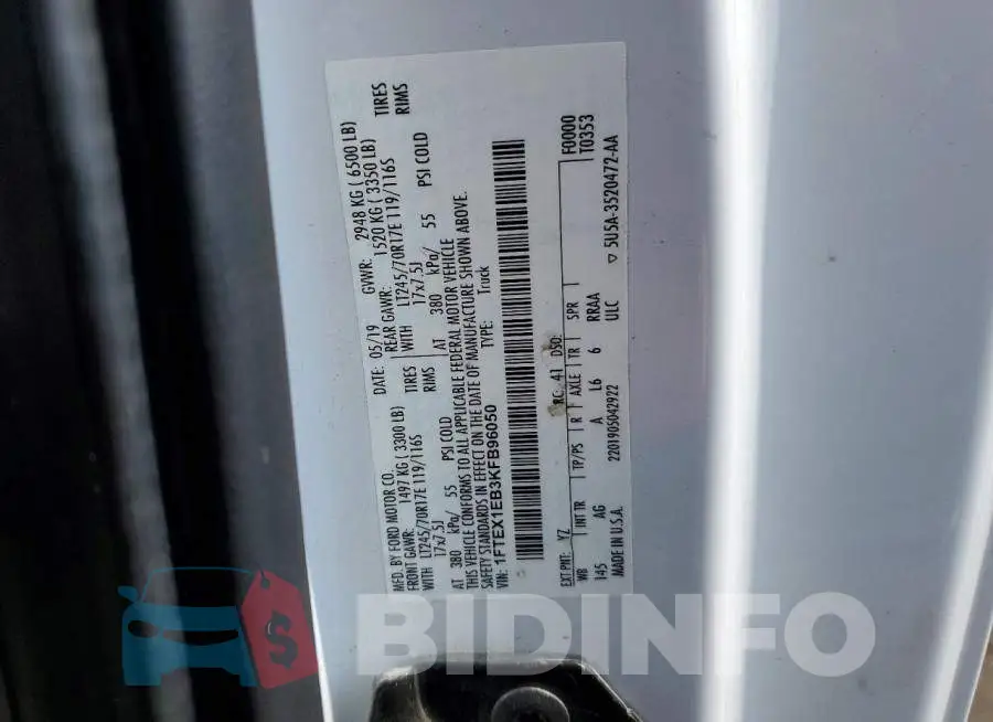 1FTEX1EB3KFB96050 Photo# 12