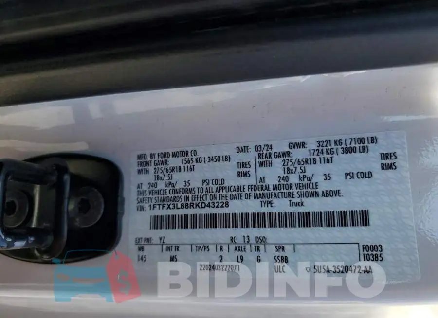 1FTFX3L88RKD43228 Photo# 12