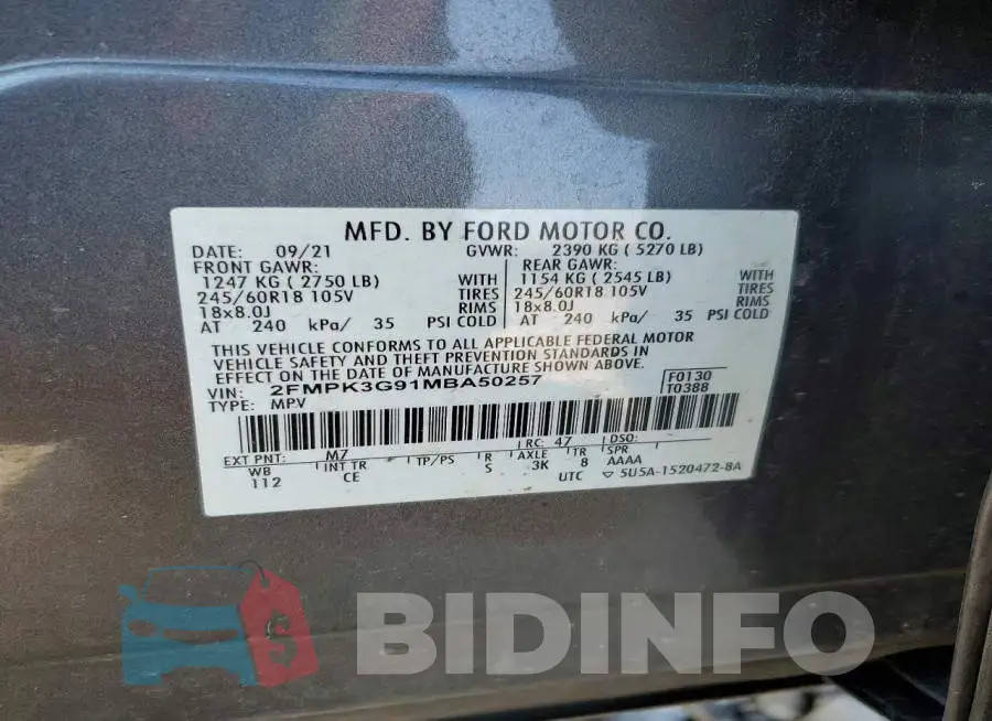 2FMPK3G91MBA50257 Photo# 14