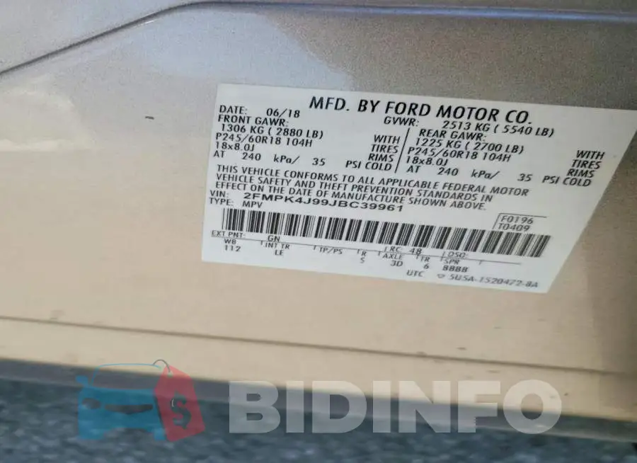 2FMPK4J99JBC39961 Photo# 13