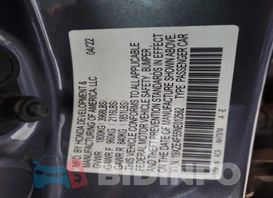 19XZE4F55NE012582 Photo# 12