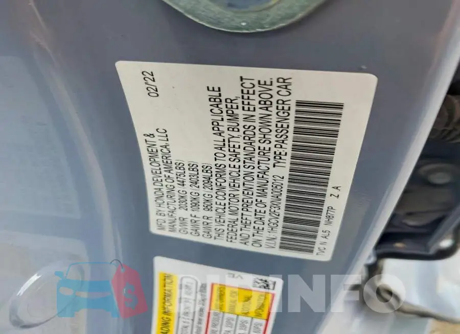 1HGCV2F3XNA005012 Photo# 12