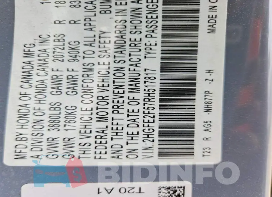 2HGFE2F57RH517817 Photo# 12