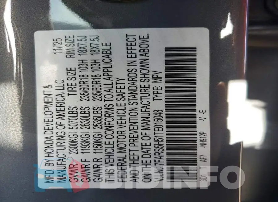 7FARS5H51TE015048 Photo# 13