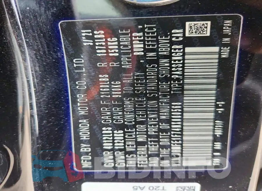 JHMFE1F74NX000568 Photo# 12