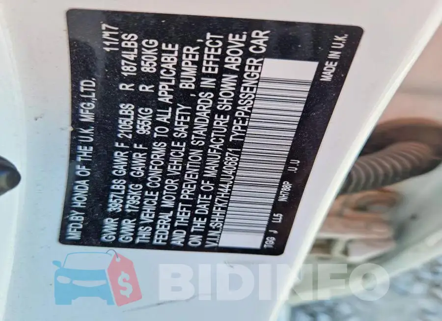 SHHFK7H44JU406871 Photo# 12