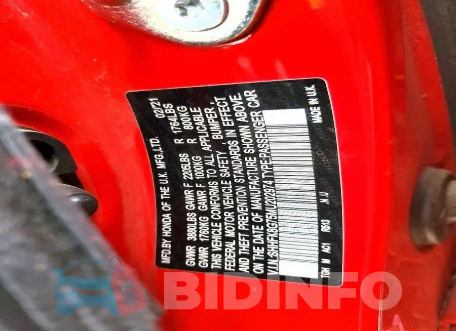 SHHFK8G75MU202974 Photo# 12