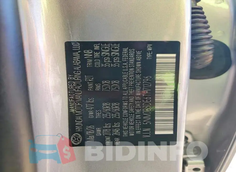 5NMJB3DE6TH712796 Photo# 14